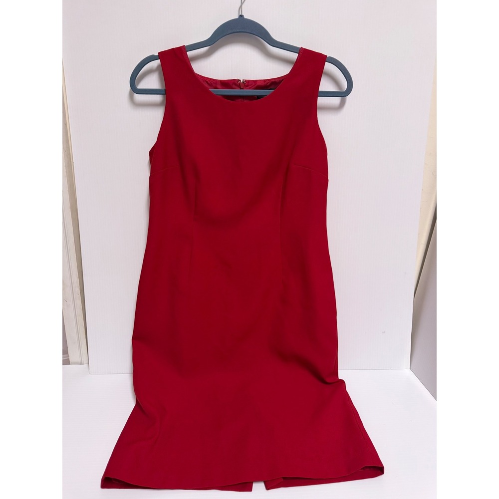 Kasper Womens Red Sleeveless Sheath Dress Size 6 Round Neck Lined Career Wear